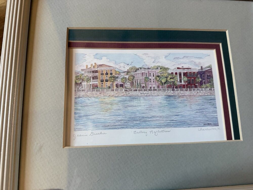 Jeanie Drucker Battery Reflections Charleston SC Framed Watercolor Print Cottage